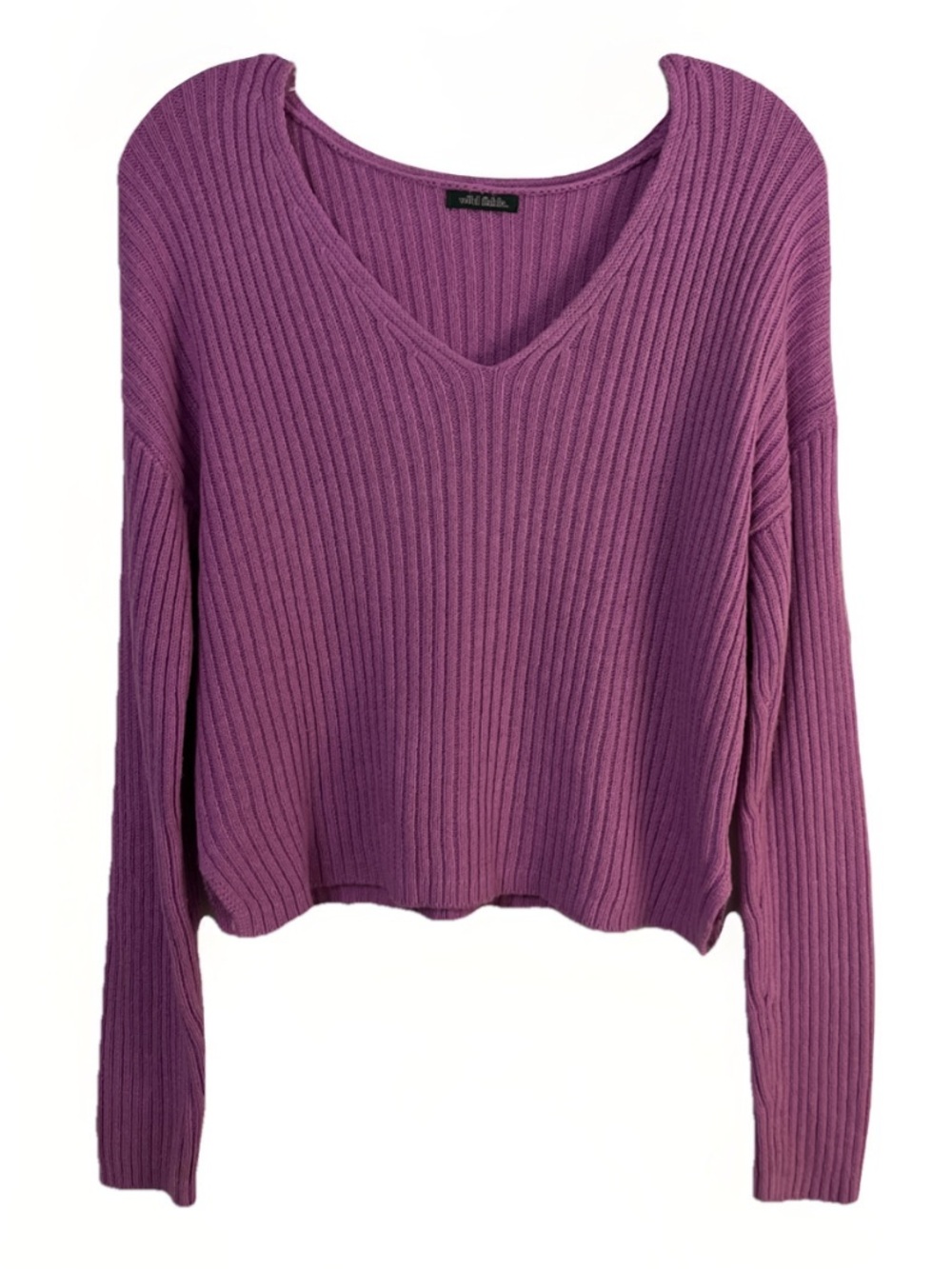 Women Lavender V-Neck Sweater Wild Fable Ribbed Knit Timeless Good Used Conditio